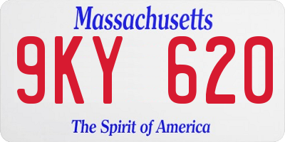MA license plate 9KY620