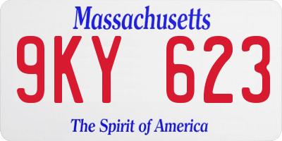 MA license plate 9KY623