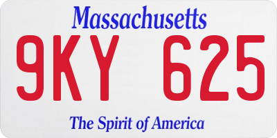 MA license plate 9KY625