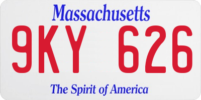 MA license plate 9KY626