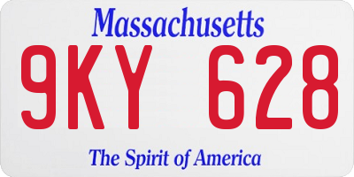 MA license plate 9KY628