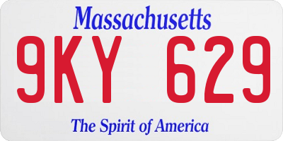 MA license plate 9KY629