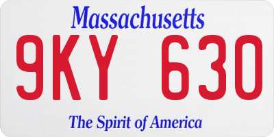 MA license plate 9KY630