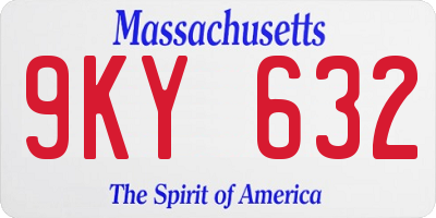 MA license plate 9KY632