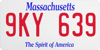 MA license plate 9KY639