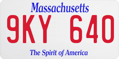 MA license plate 9KY640