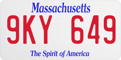 MA license plate 9KY649