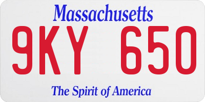 MA license plate 9KY650