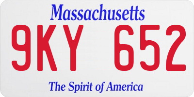 MA license plate 9KY652