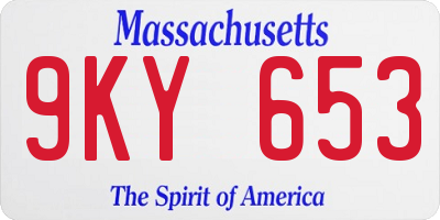 MA license plate 9KY653