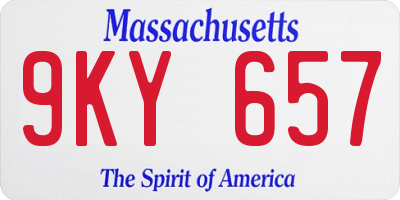 MA license plate 9KY657