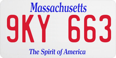 MA license plate 9KY663