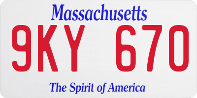 MA license plate 9KY670