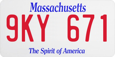 MA license plate 9KY671