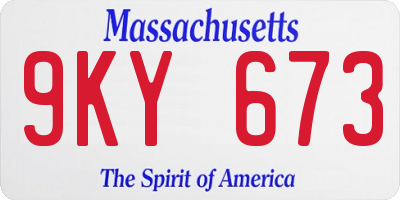 MA license plate 9KY673
