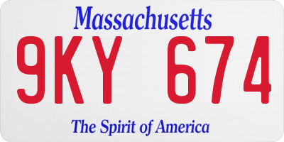 MA license plate 9KY674