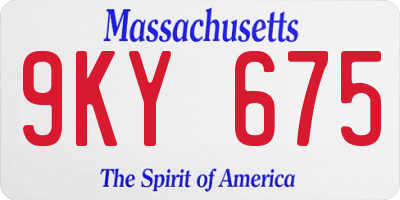 MA license plate 9KY675