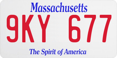 MA license plate 9KY677