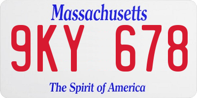 MA license plate 9KY678