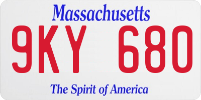 MA license plate 9KY680