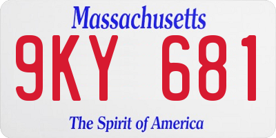 MA license plate 9KY681