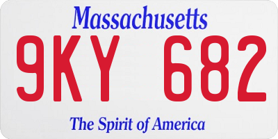 MA license plate 9KY682