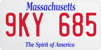 MA license plate 9KY685