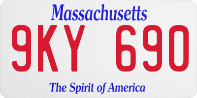 MA license plate 9KY690