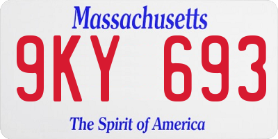 MA license plate 9KY693