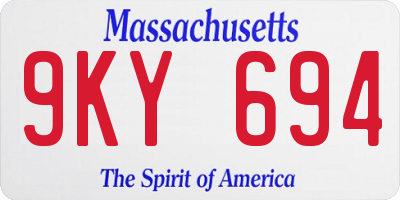 MA license plate 9KY694