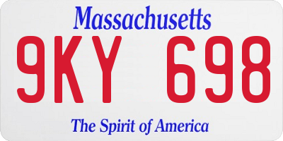 MA license plate 9KY698