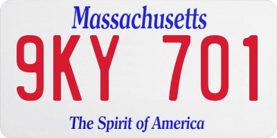MA license plate 9KY701