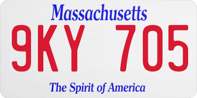 MA license plate 9KY705