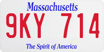 MA license plate 9KY714