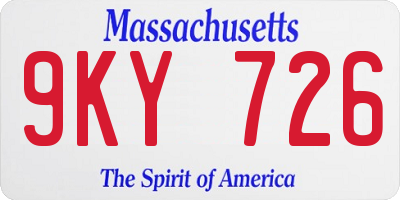 MA license plate 9KY726