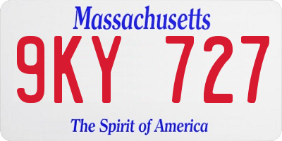 MA license plate 9KY727
