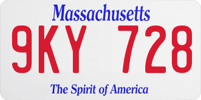 MA license plate 9KY728