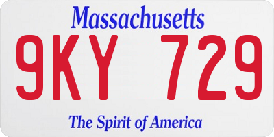 MA license plate 9KY729