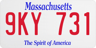 MA license plate 9KY731