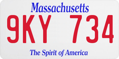 MA license plate 9KY734