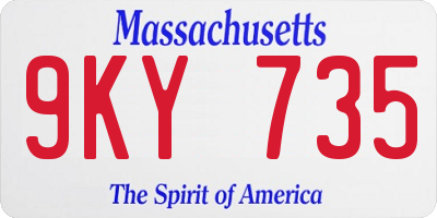 MA license plate 9KY735