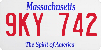 MA license plate 9KY742