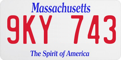 MA license plate 9KY743