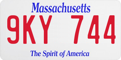 MA license plate 9KY744