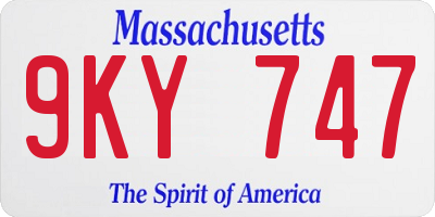 MA license plate 9KY747