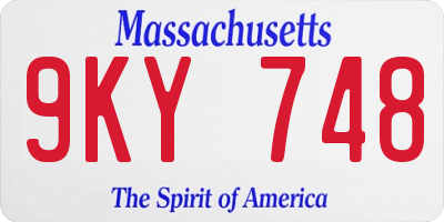 MA license plate 9KY748