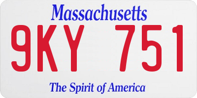 MA license plate 9KY751