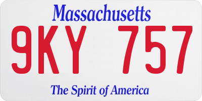 MA license plate 9KY757