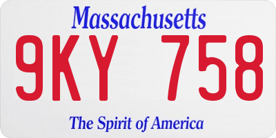 MA license plate 9KY758