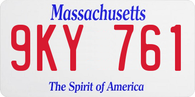 MA license plate 9KY761